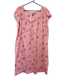 Liz‎ & Co Womens Nightgown Short Sleeve Floral Pink XX Large